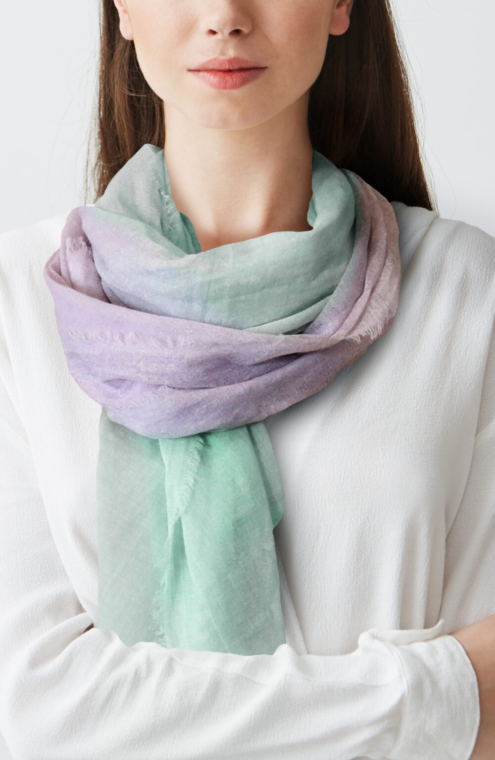 Women scarf with violet and green color shades