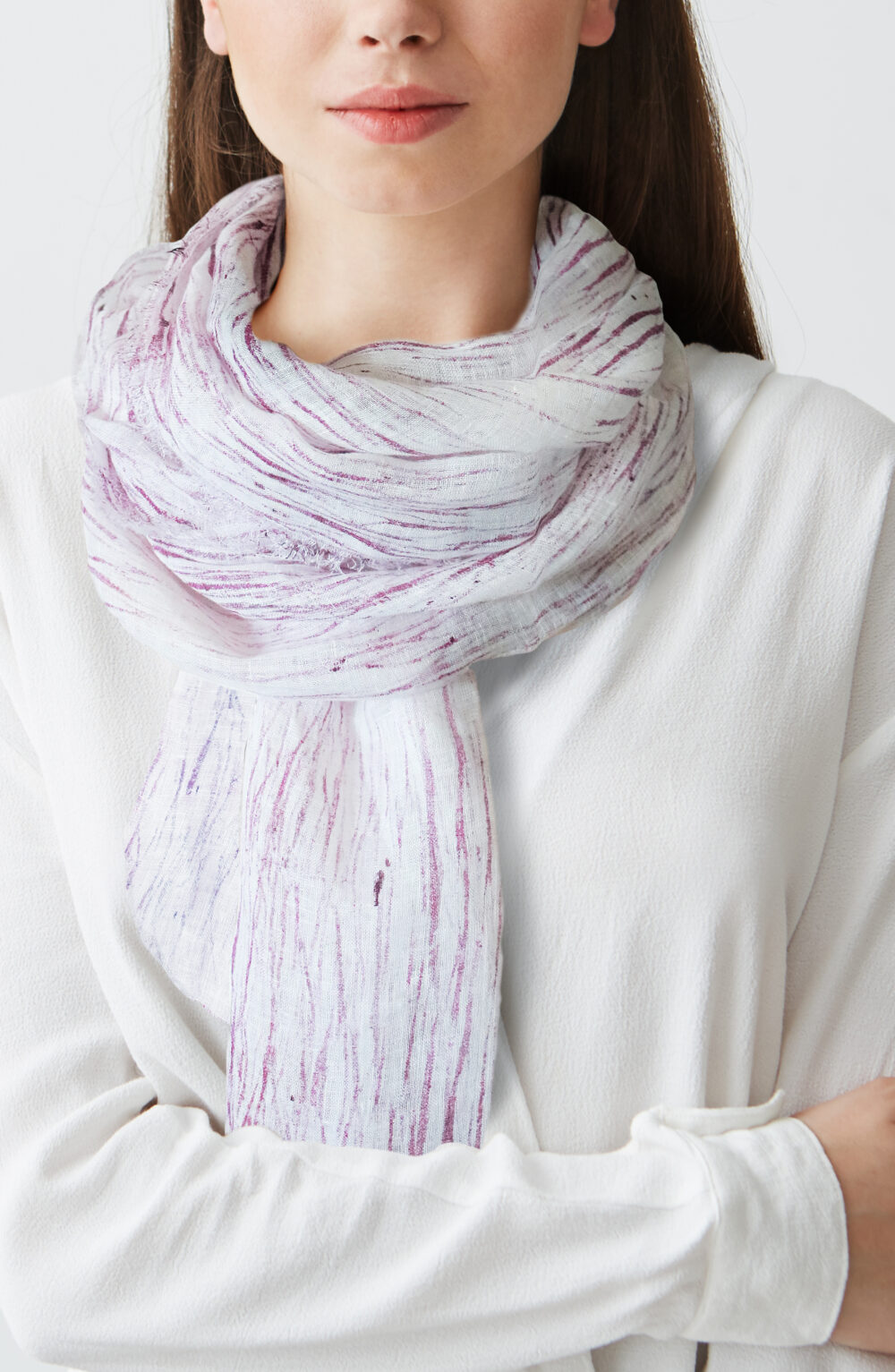 Women scarf with the scratched wine color effect