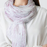 Women scarf with the scratched wine color effect