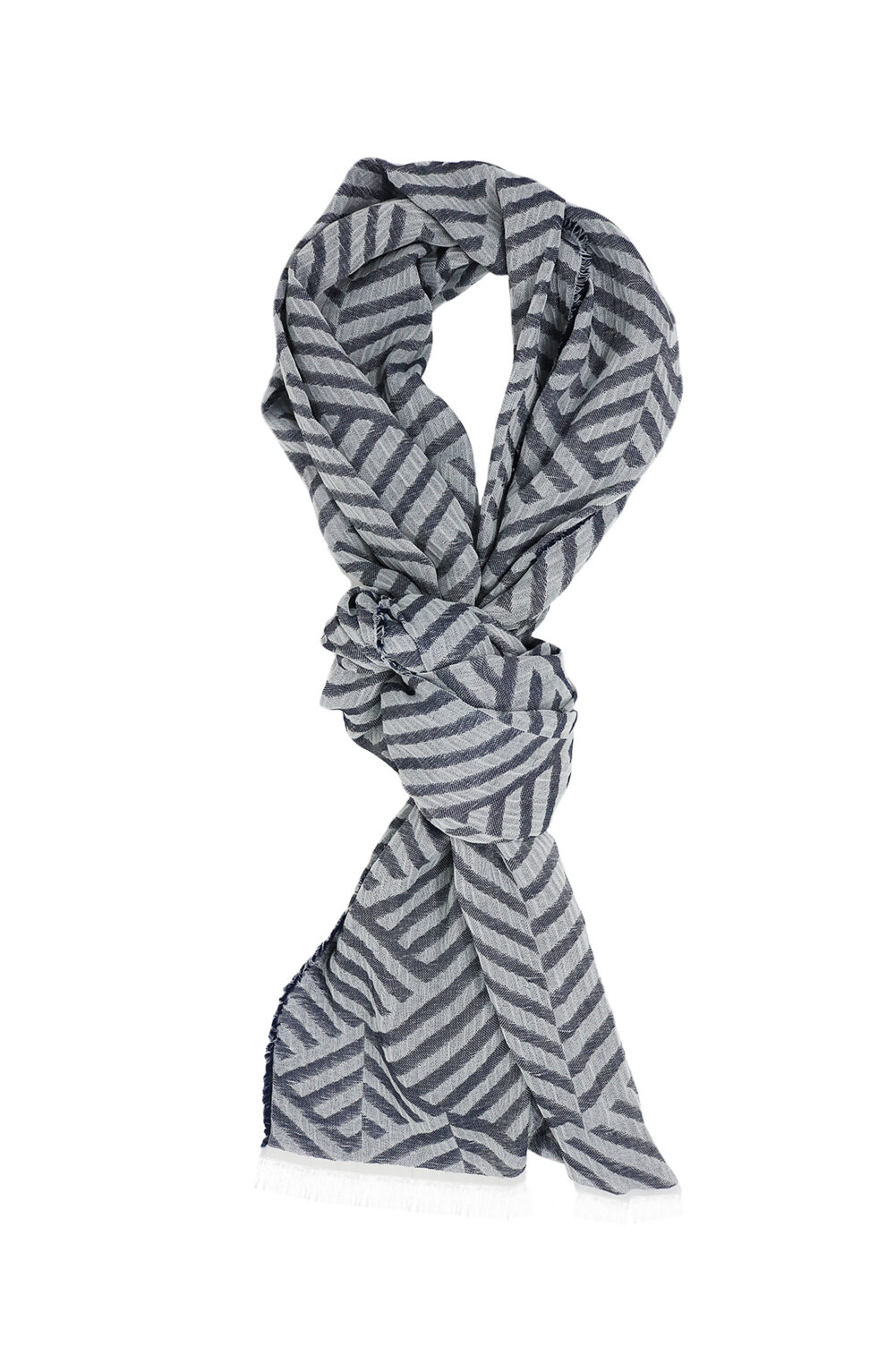 Women scarf grey with geometric design - Image 2