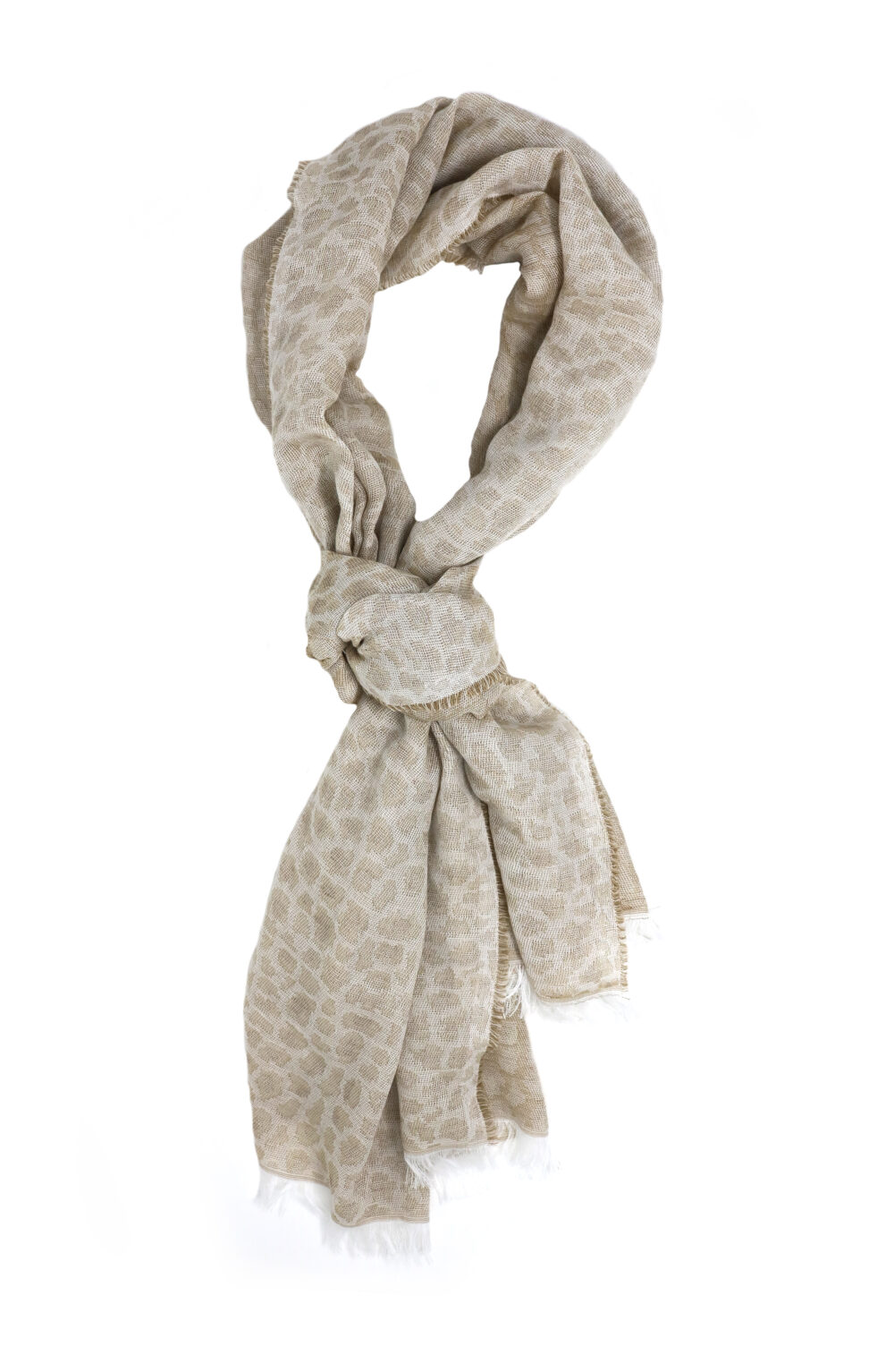 Women scarf taupe with soft animalier design - Image 2
