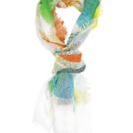 Women Scarf with watercolored circles design. - Image 2