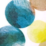 Women Scarf with watercolored circles design. - Image 4