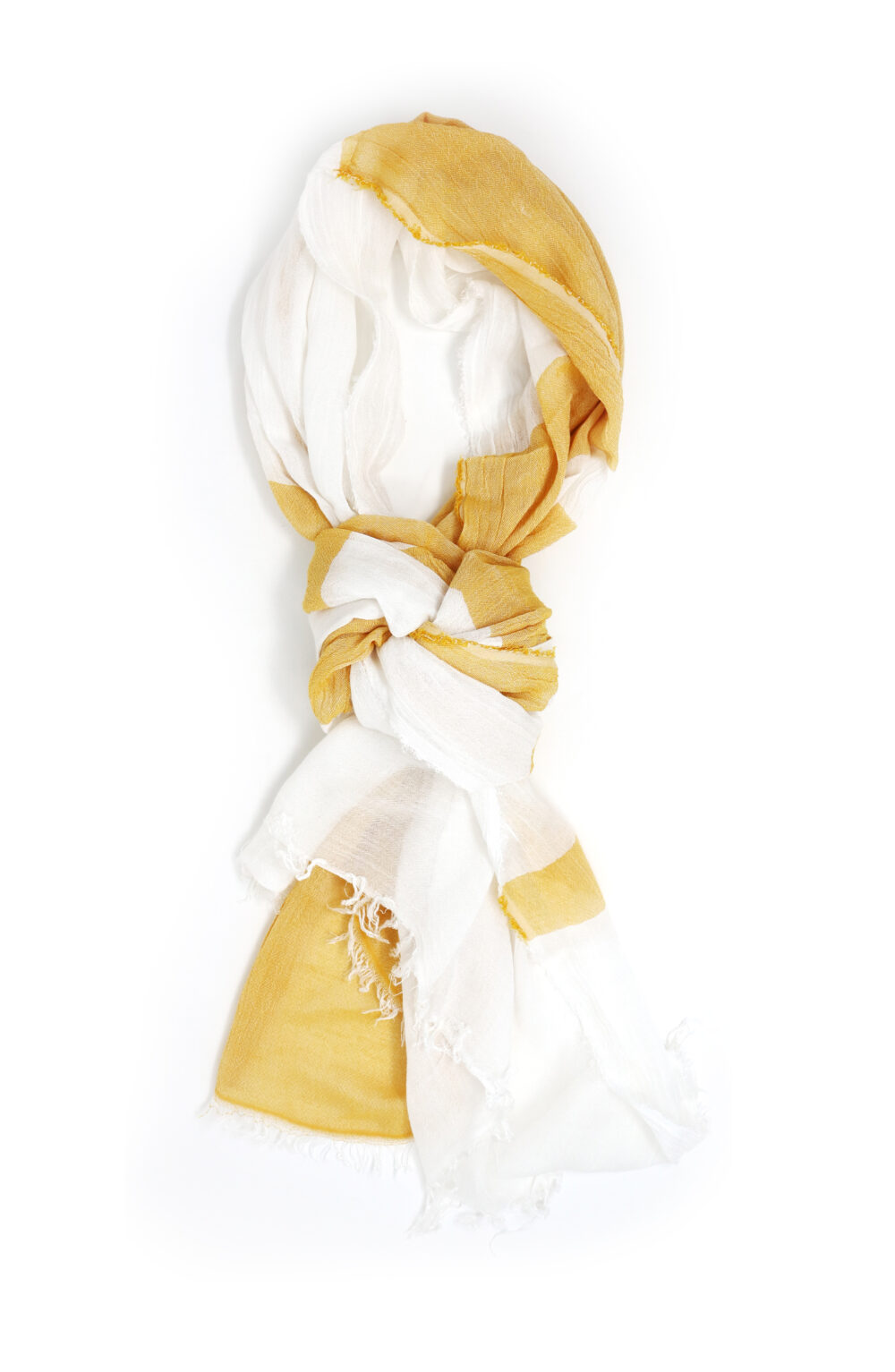 Women Scarf white and yellow color - Image 2