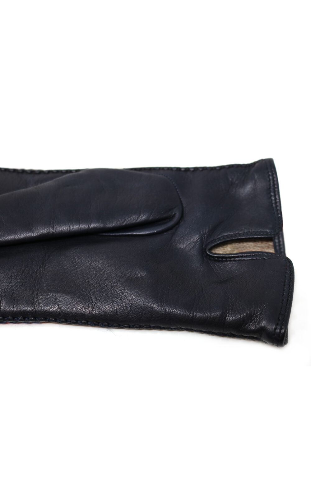 Women gloves 100% lambskin lining in cashmere. Black/Red color. - Image 5