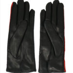 Women gloves 100% lambskin lining in cashmere. Black/Red color. - Image 3