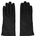 Women gloves 100% lambskin lining in cashmere. Black color. - Image 2
