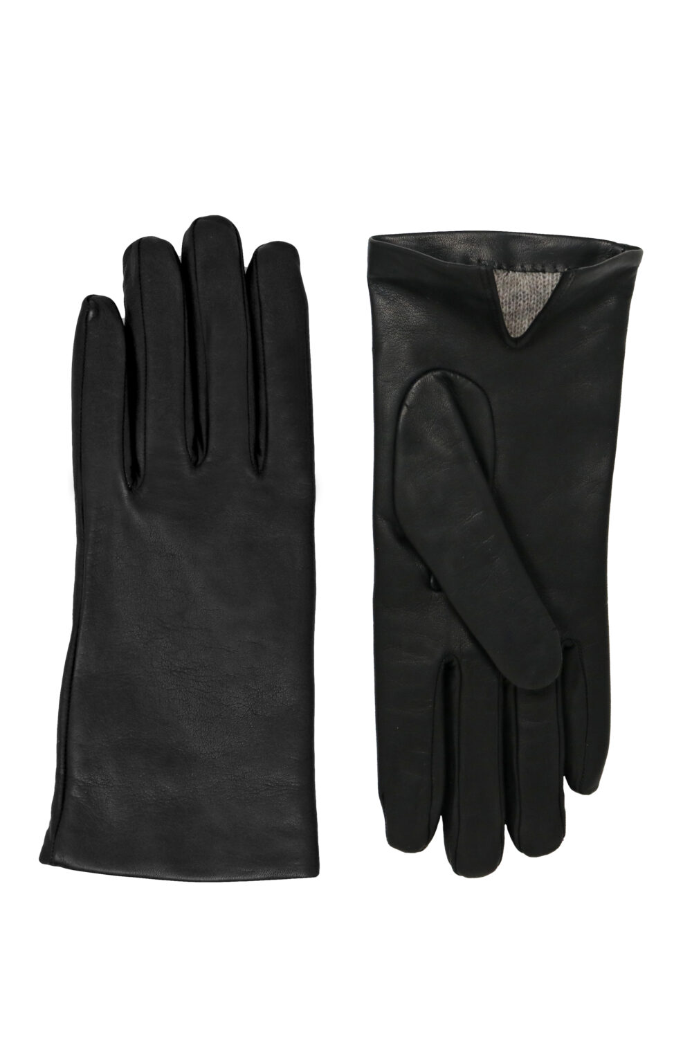 Women gloves 100% lambskin lining in cashmere. Black color.