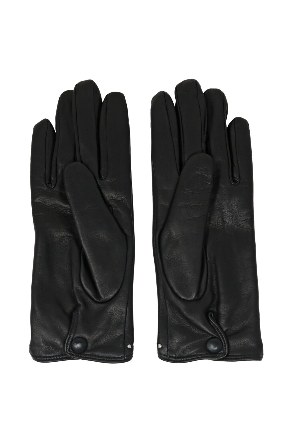 Women gloves 100% lambskin lining in cashmere. Black color with round studs. - Image 3