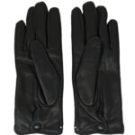 Women gloves 100% lambskin lining in cashmere. Black color with round studs. - Image 3
