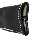 Women gloves 100% lambskin lining in cashmere. Black color with round studs. - Image 4