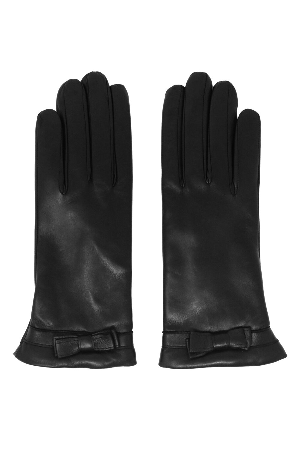 Women gloves 100% lambskin lined in pure cashmere. Black color with bow. - Image 4