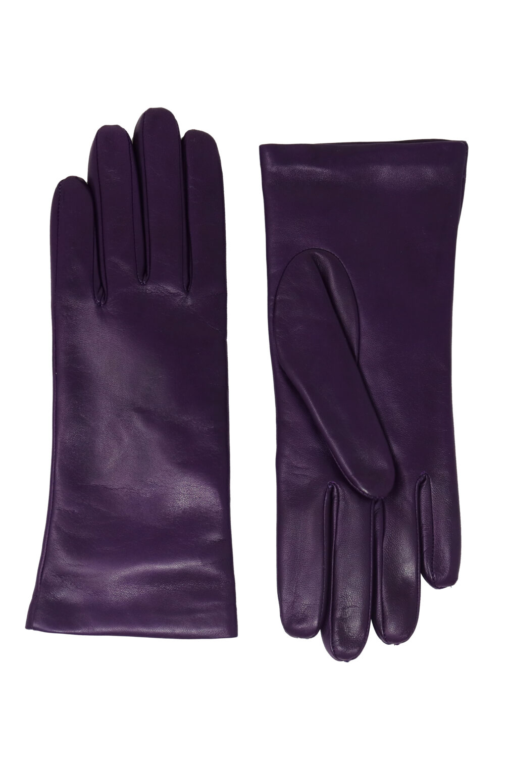 Women gloves 100% lambskin lined in pure cashmere. Purple color.
