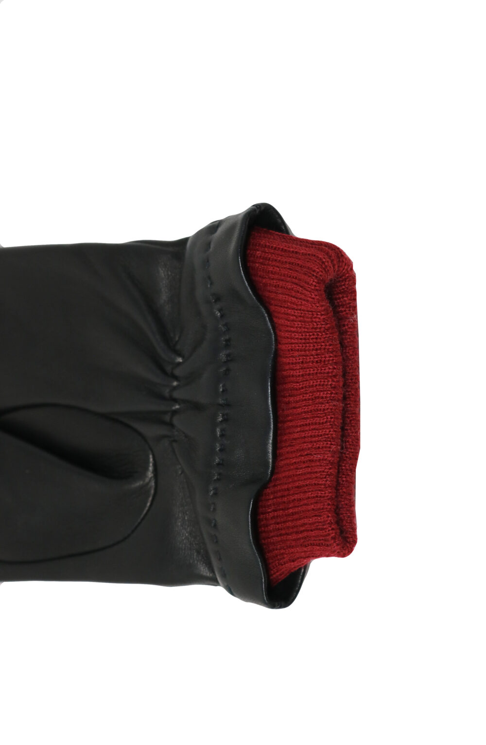 Men gloves 100% lambskin lined in pure cashmere. Black/Red color. - Image 4