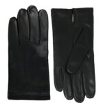 Men gloves 100% lambskin lined in cashmere. Black color.
