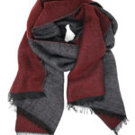Winter women scarf, bordeaux and grey color - Image 2