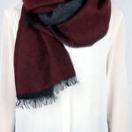 Winter women scarf, bordeaux and grey color
