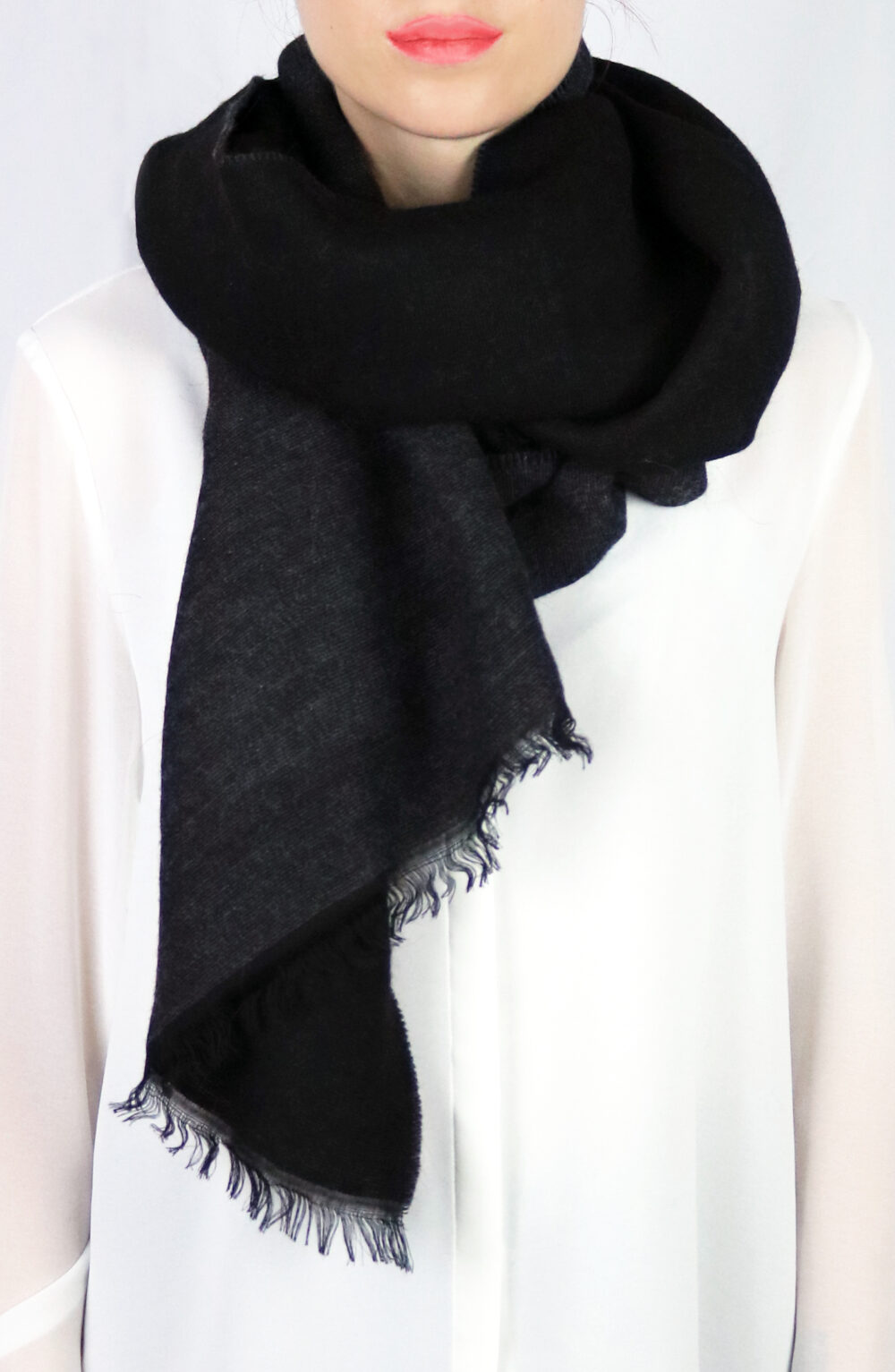 Winter women scarf, black and grey color
