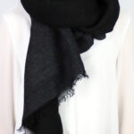Winter women scarf, black and grey color