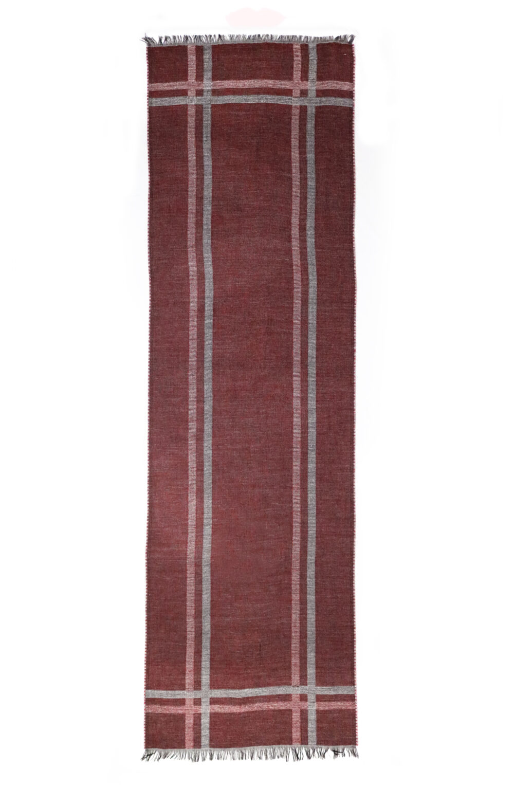 Women Scarf yarn dye, grey and bordeaux color - Image 4