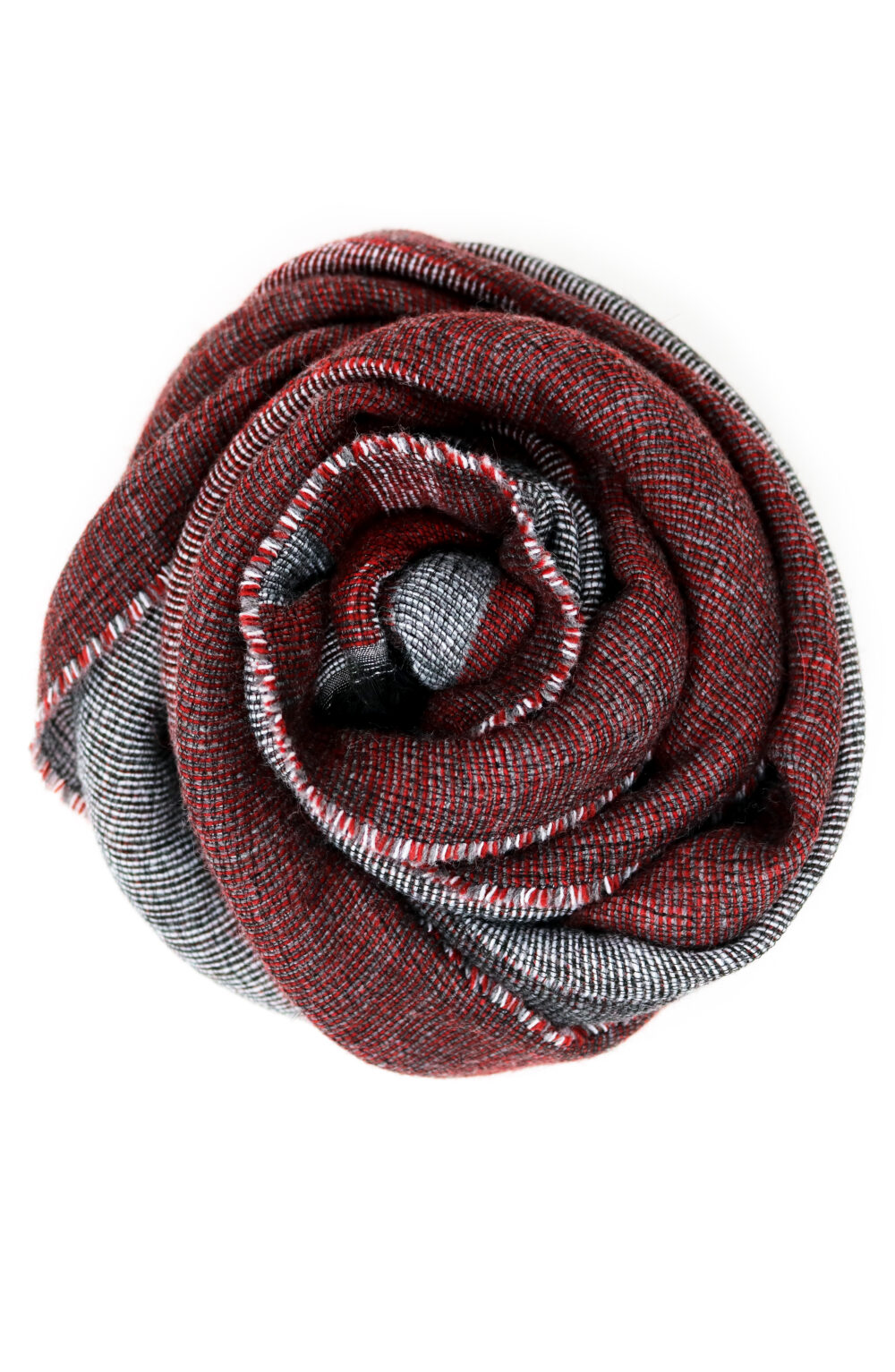 Women Scarf yarn dye, grey and bordeaux color - Image 3