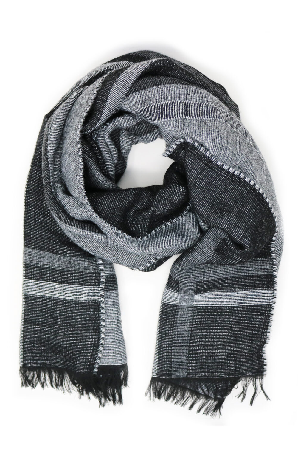Women Scarf yarn dye, light and dark grey color - Image 2