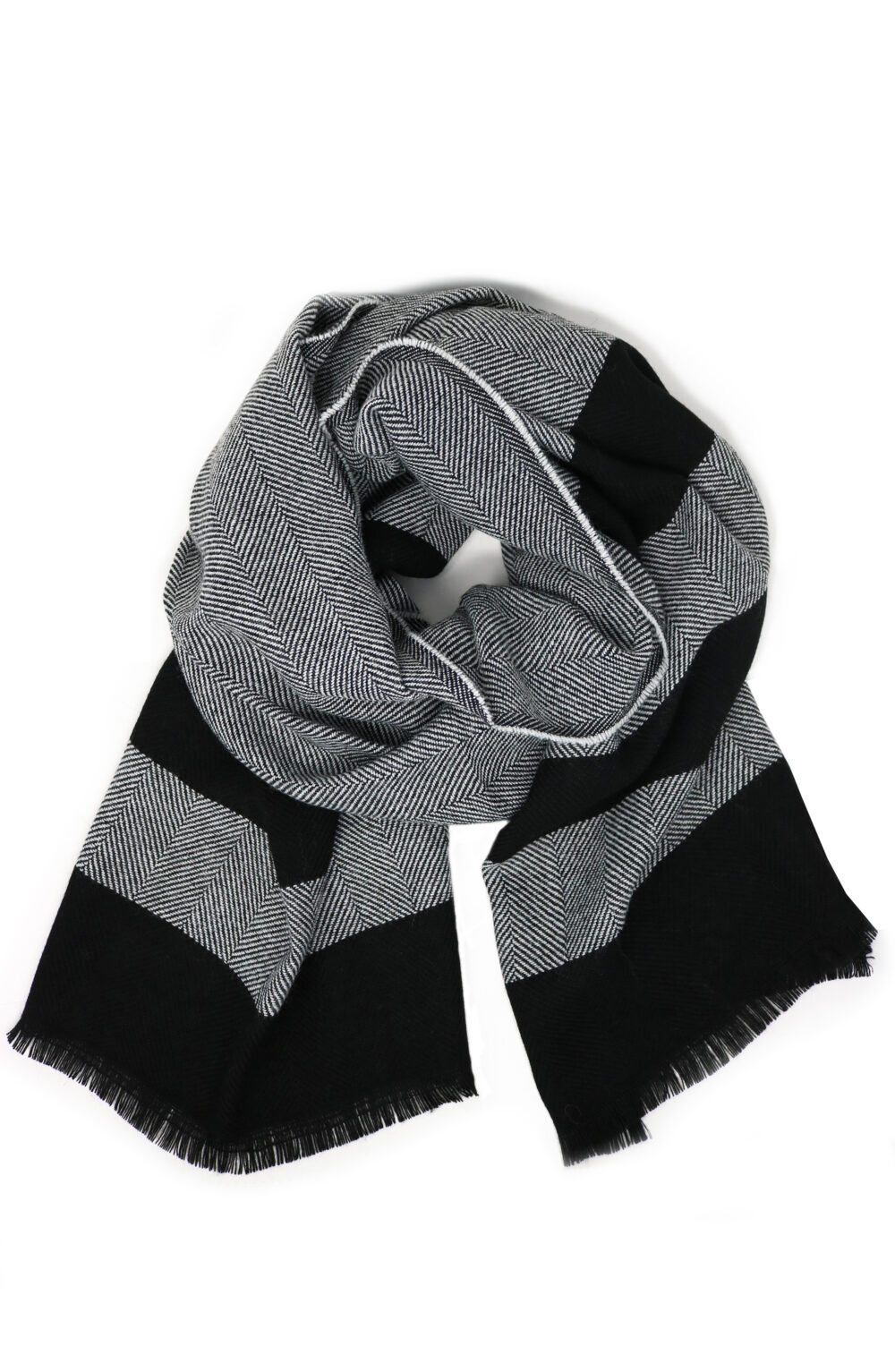 Women scarf yarn dyed ecru and black color - Image 2