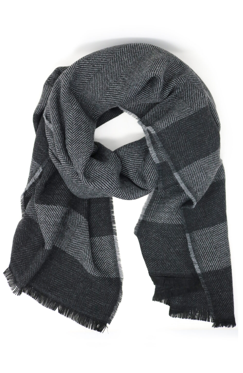 Women scarf yarn dyed black and grey color - Image 2