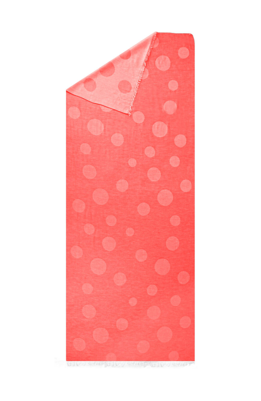Women scarf coral color with big pois - Image 4