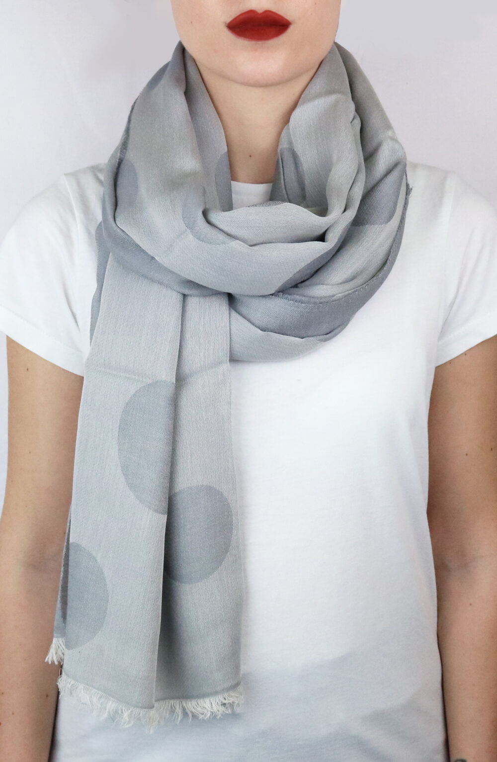 Women scarf grey color with big pois