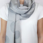 Women scarf grey color with big pois