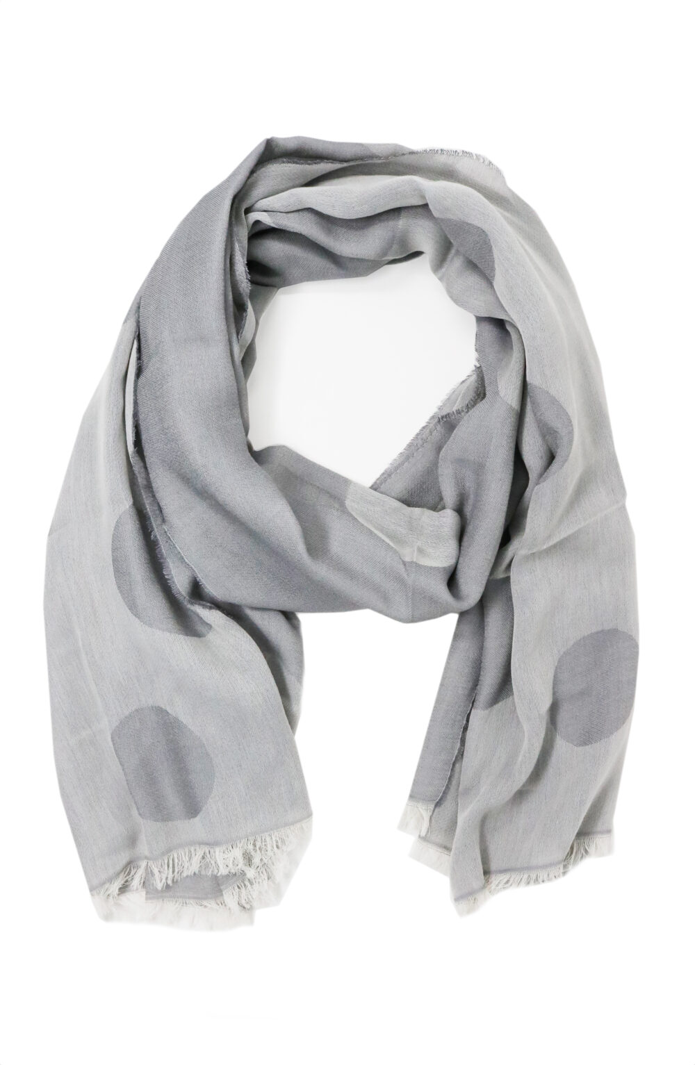 Women scarf grey color with big pois - Image 2