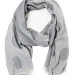Women scarf grey color with big pois - Image 2