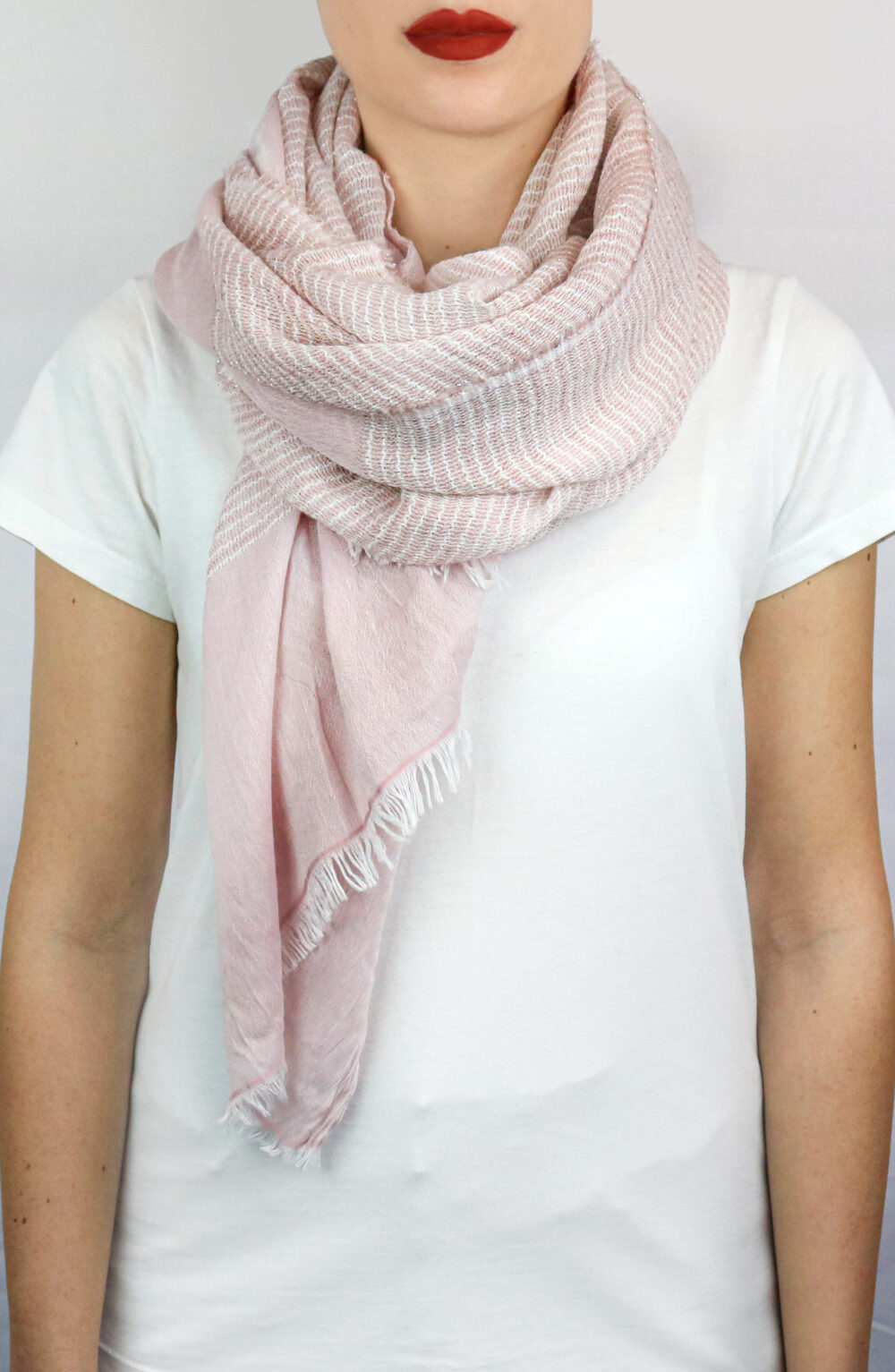 Women scarf taupe color with stripes
