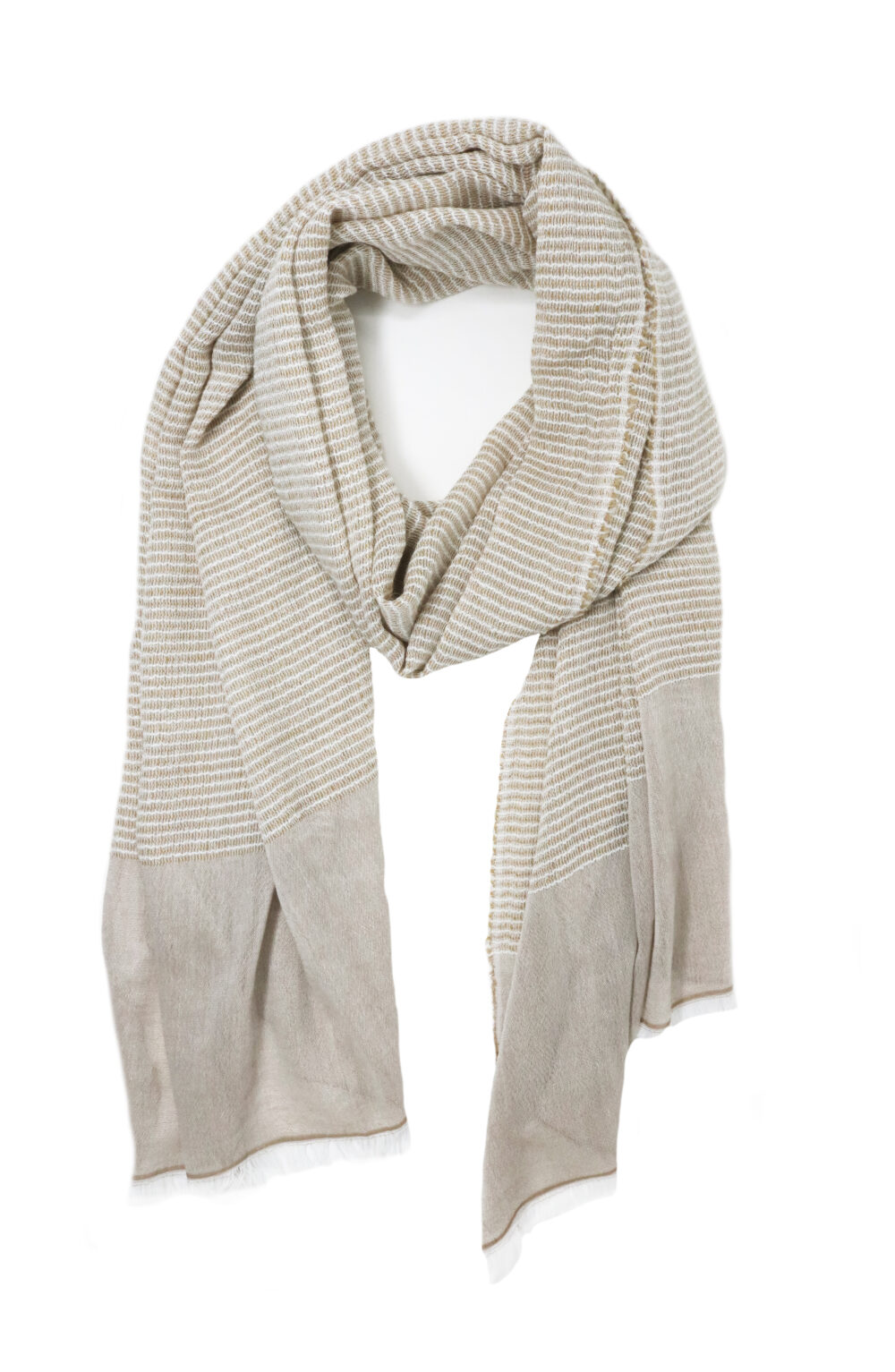 Women scarf taupe color with stripes - Image 2