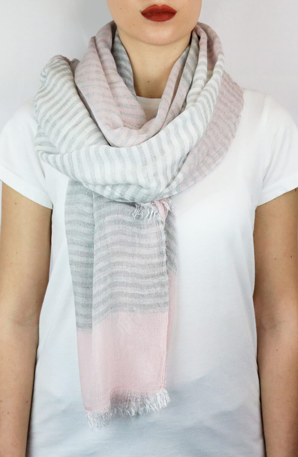 Women scarf pink, grey and white color