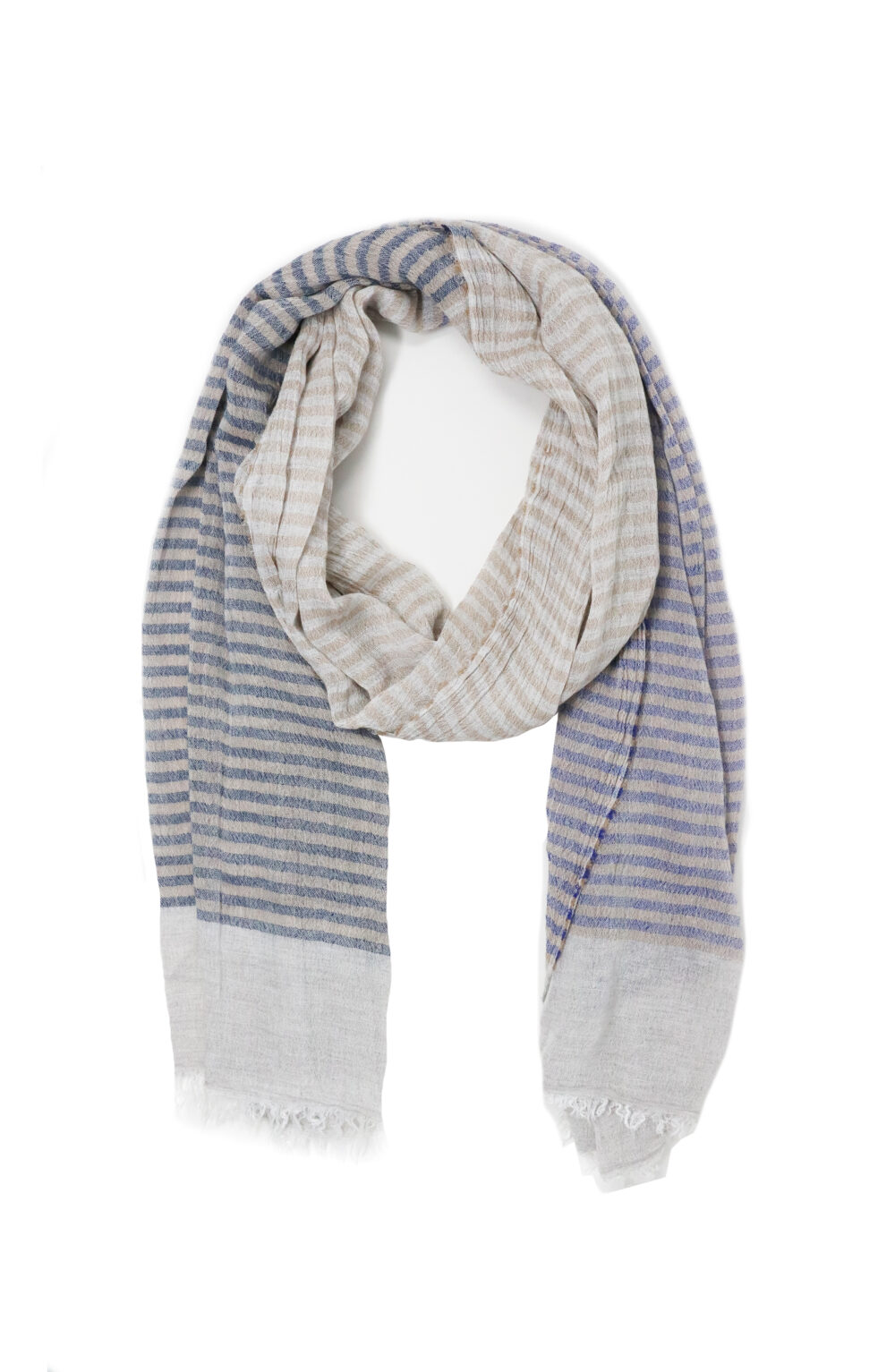 Women scarf beige, blue and grey color - Image 2