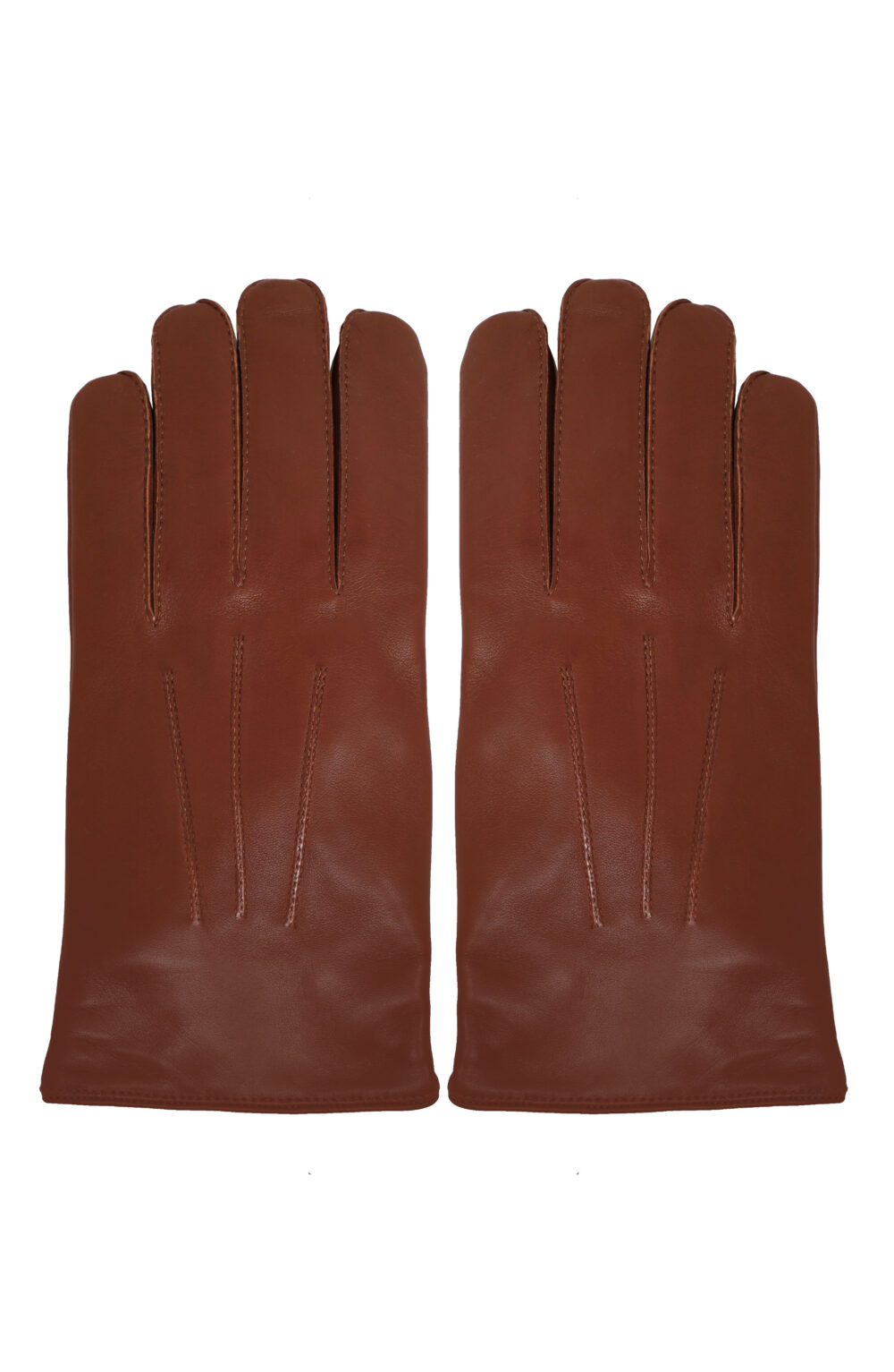 Men gloves 100% lambskin lined in cashmere. Brown color.