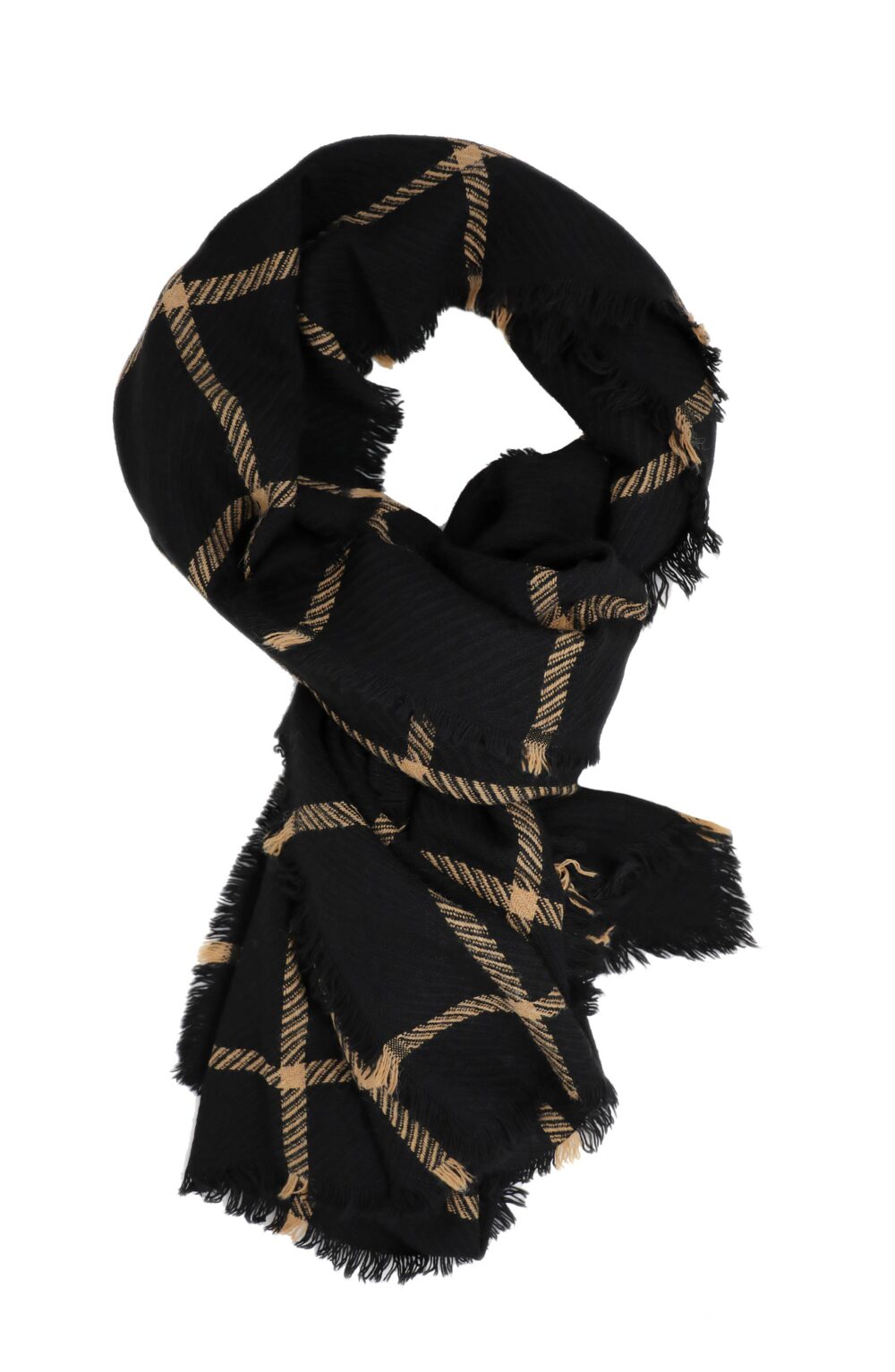 Elegant Women scarf yarn dyed jacquard black - Image 4
