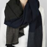 Elegant Women scarf stripped pattern blue