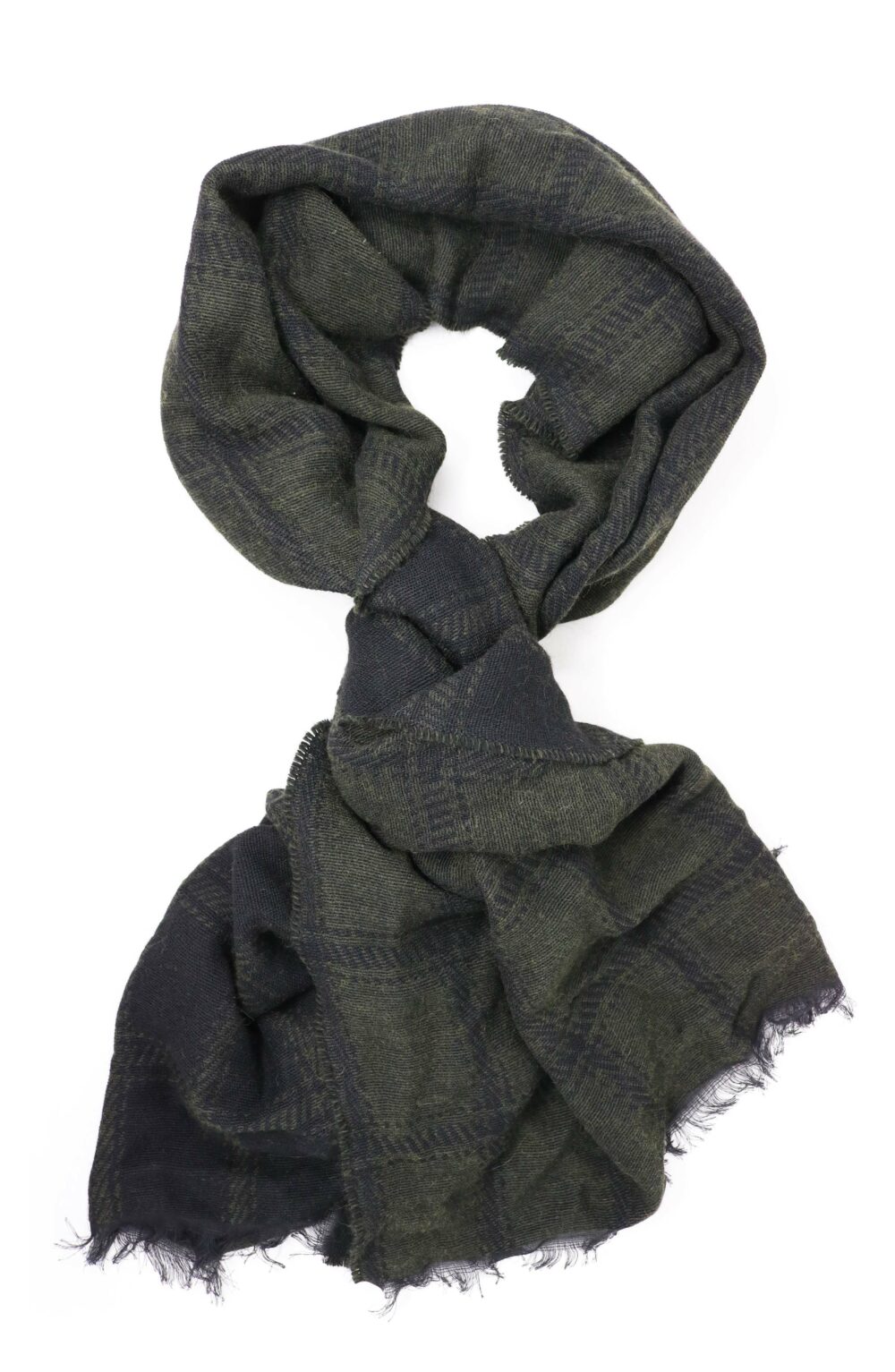 Elegant Women scarf with modern tartan design green - Image 2