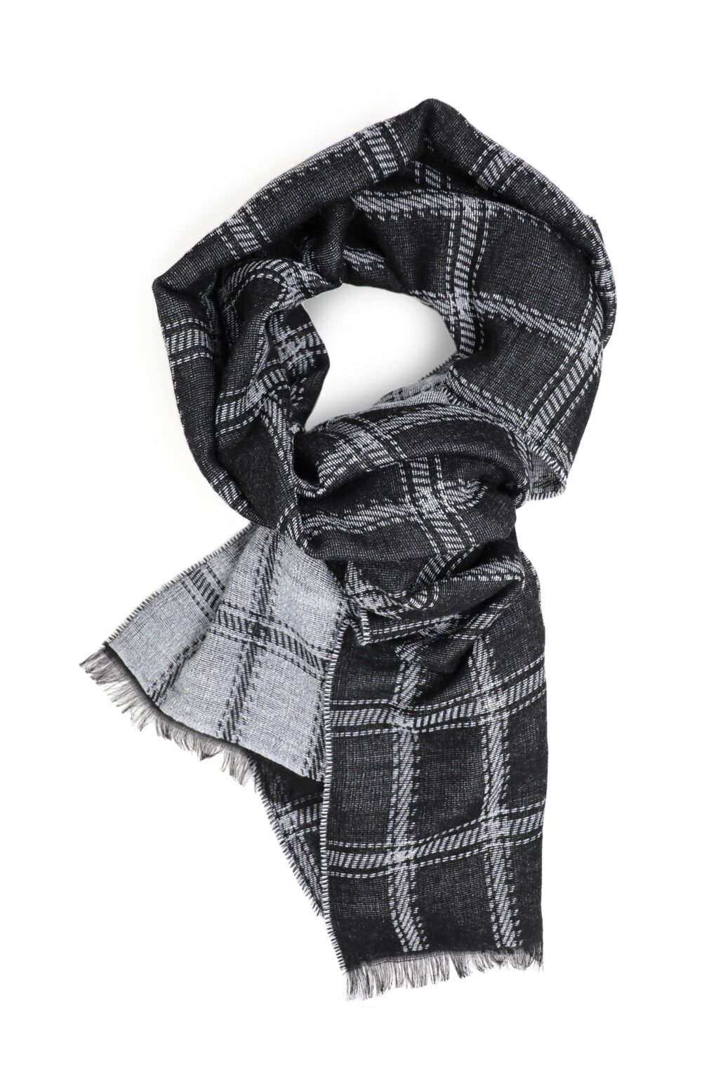 Elegant Women scarf with modern tartan design grey - Image 4